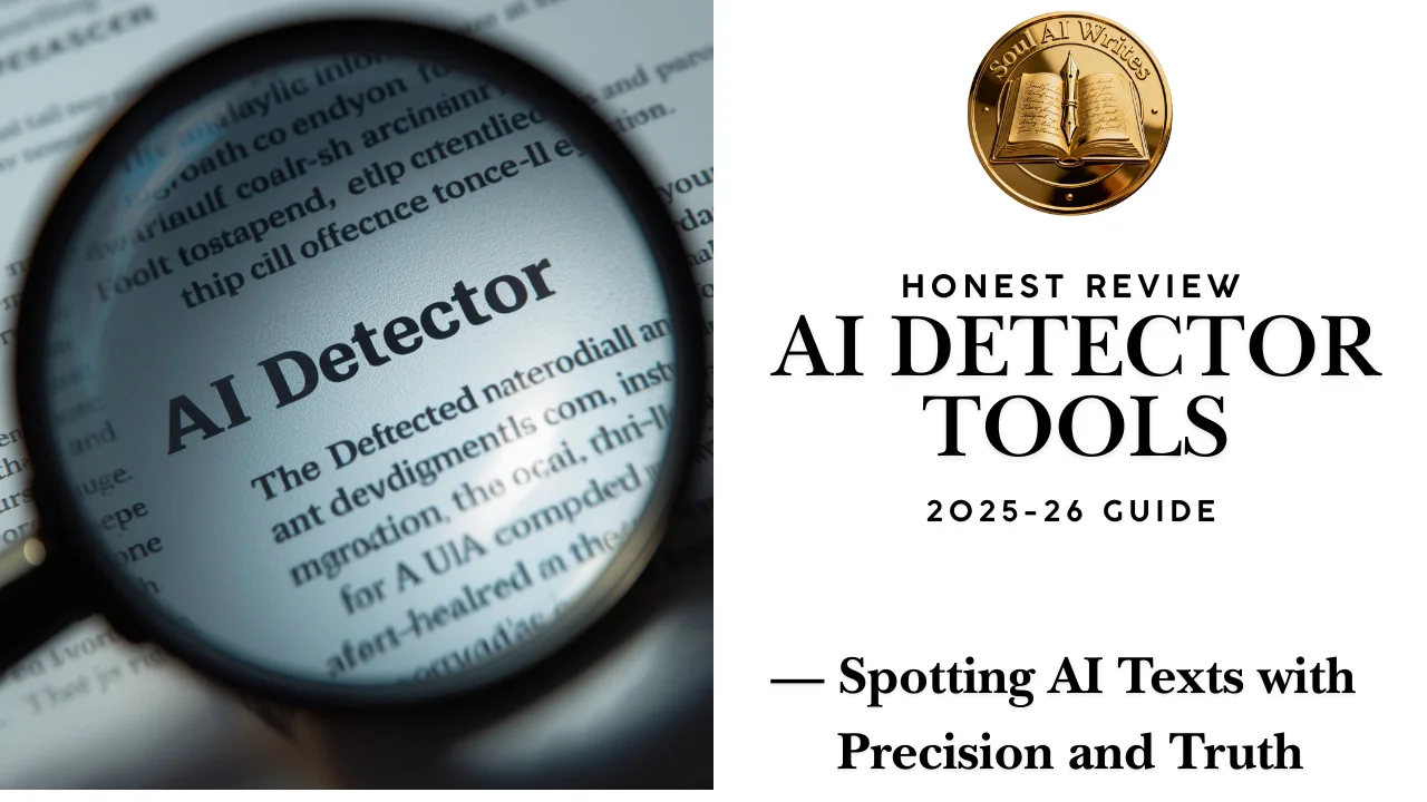 SoulAI Writes featured banner for Honest Review: AI Detector Tools 2025-26 Guide - Spotting AI Texts with Precision with official gold medallion.