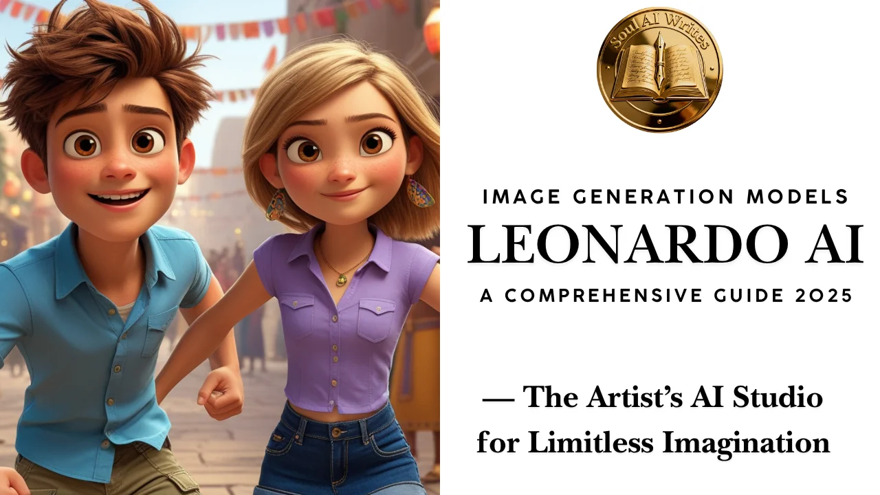 SoulAI Writes featured banner for Leonardo AI Image Generation Models Guide 2025-26 with official gold medallion.