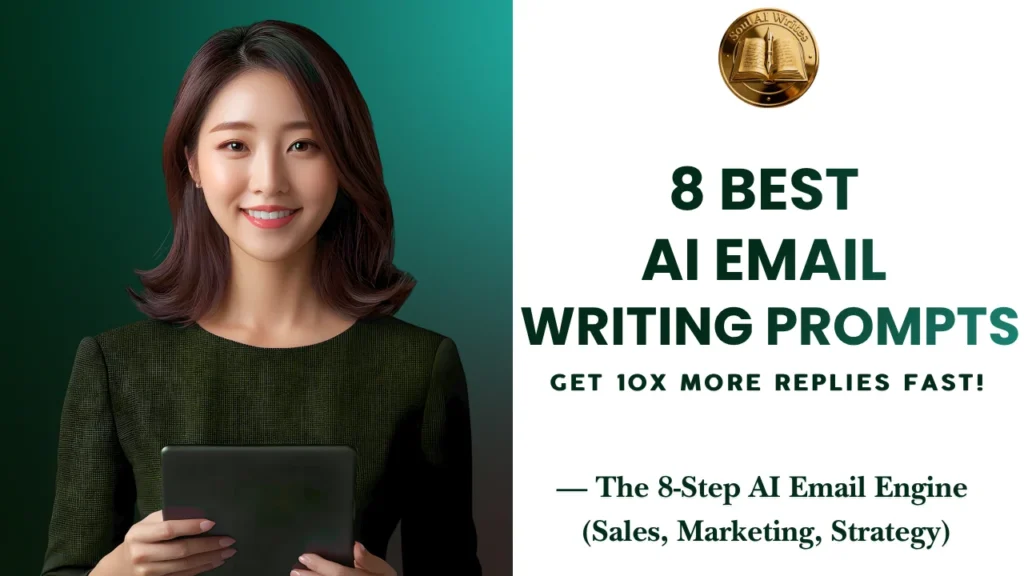 Detailed infographic illustrating a 4-phase AI email writing roadmap, detailing strategies for content calendars, a sales machine for cold outreach, a growth loop for marketing, and a safety net for professional editing.